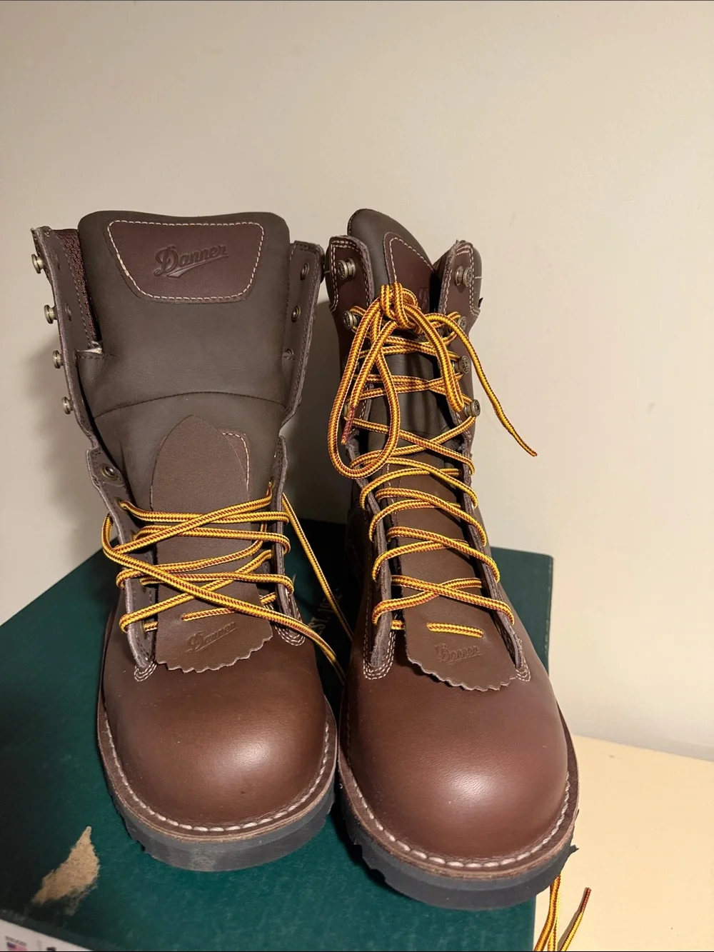 Danner Brown Work Boots with Yellow Laces